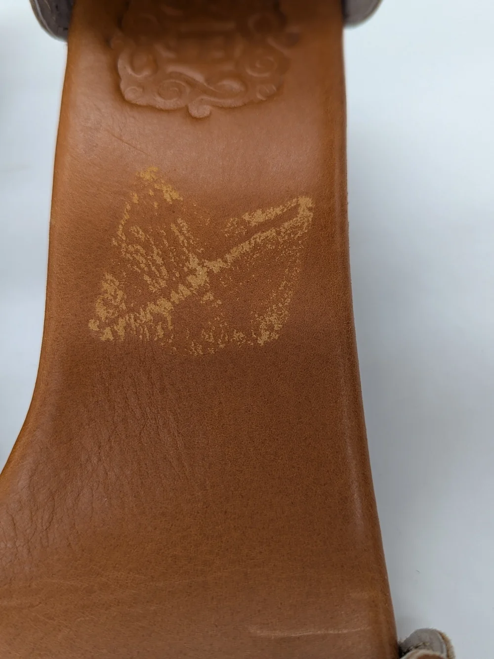 Bali Elf Women's Midsummer Scalloped Leather Sandals Ankle-Strap Wedge Size 10.5